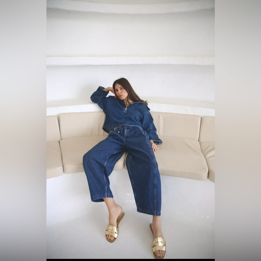 Zara High-Waisted Drawstring Baggy Jeans